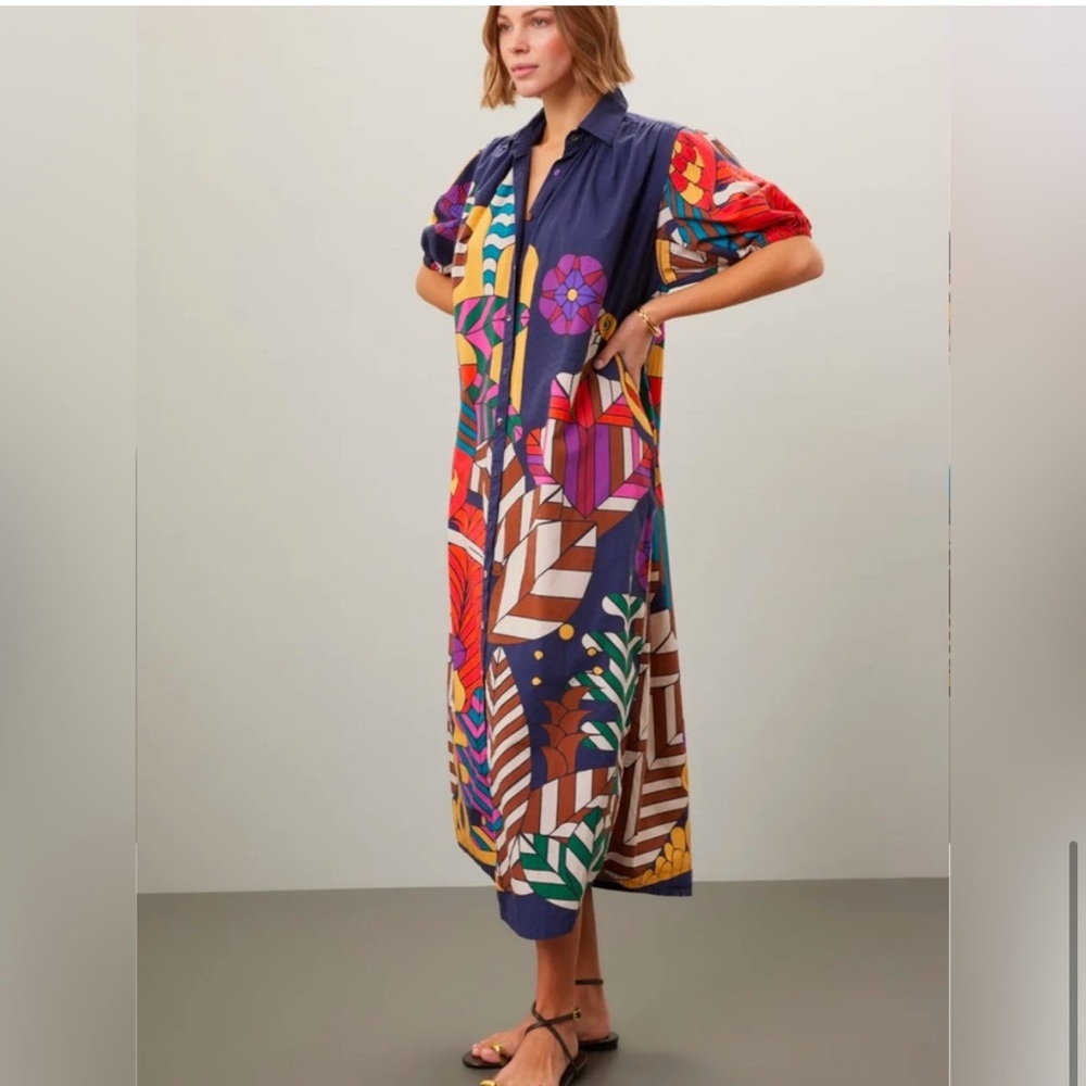 Carolina K Geometric Kaftan Gown Dress